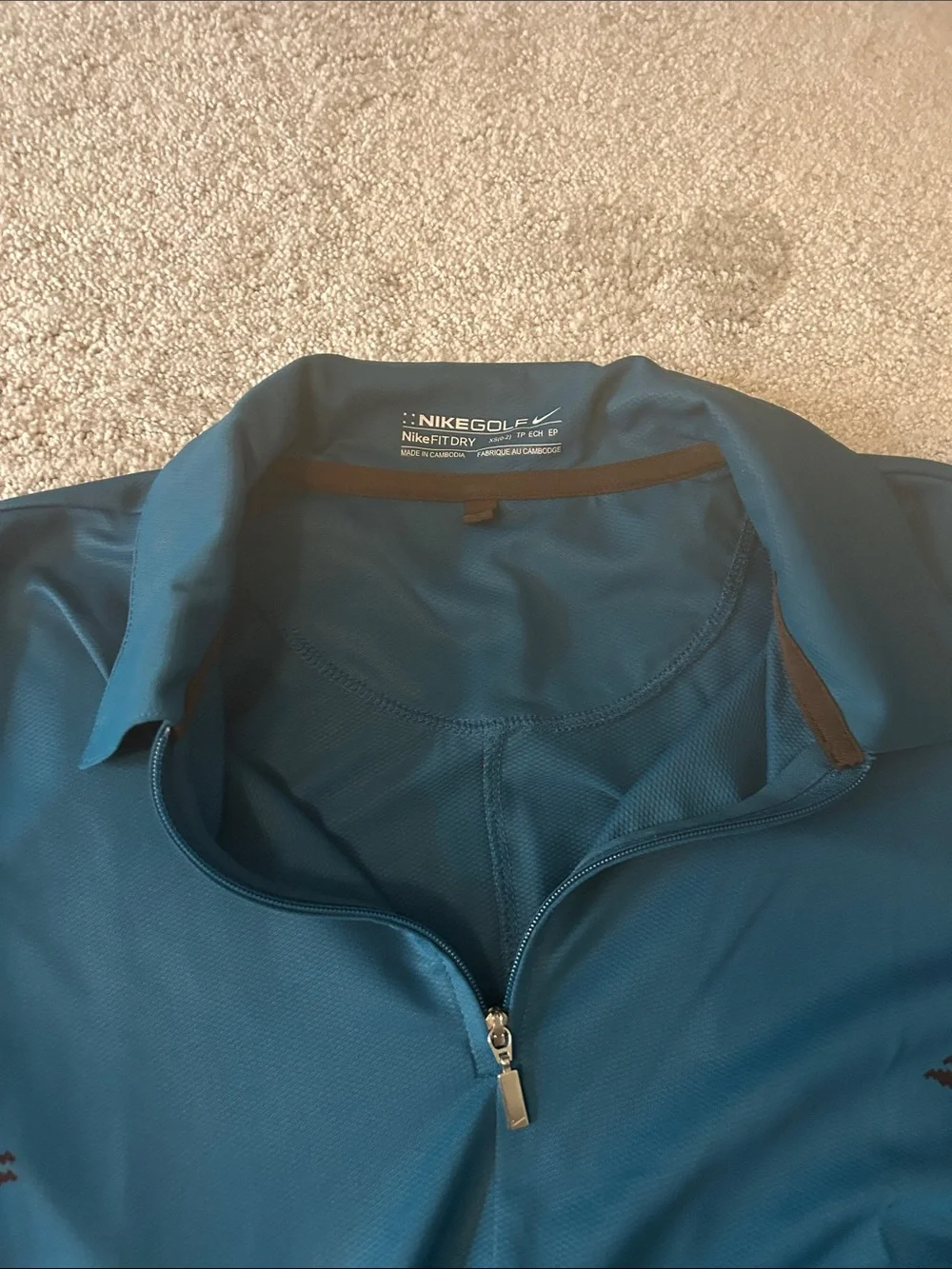 Nike Teal Short-Sleeve Zip Polo with Black Accent